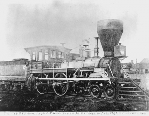 La locomotive « Ottawa », vers 1861. Il s’agit de la première photographie connue d’un train d’Ottawa. Source : http://churcher.crcml.org/Articles/Article2008_01.html