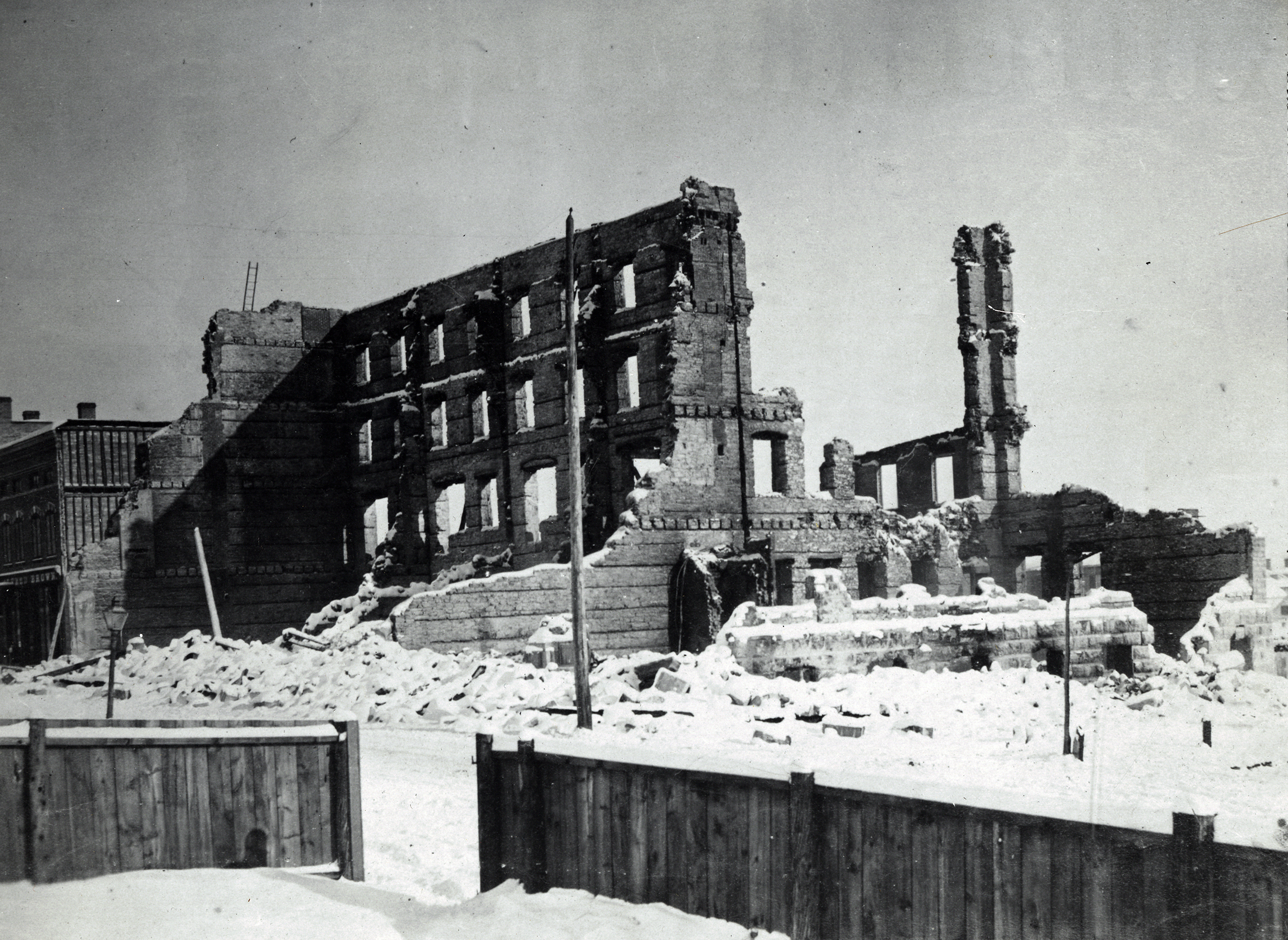 Desbarats Building Destroyed by Fire, 1869, photograph: silver gelatin, Bytown Museum, P4132b