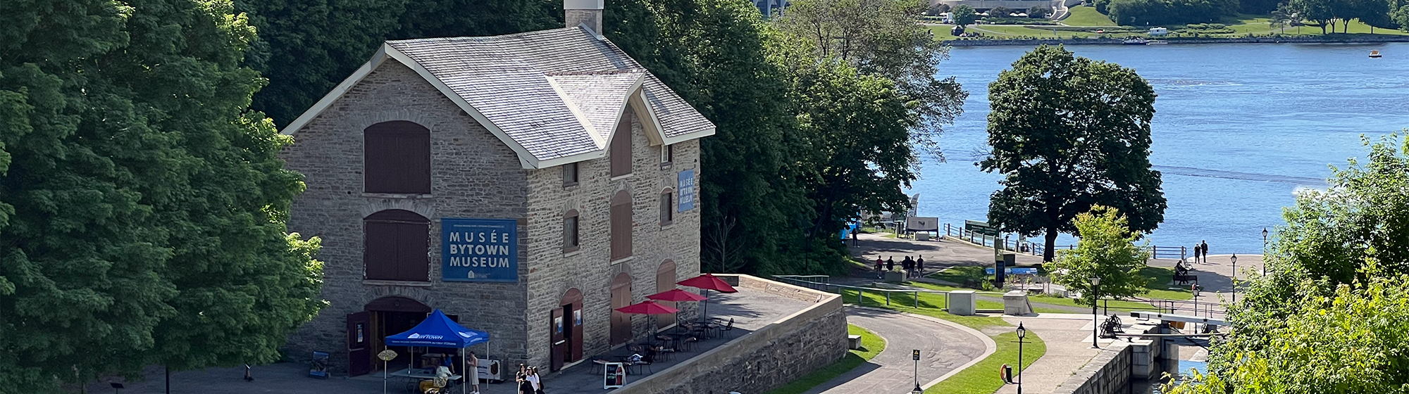 The Bytown Museum stone building, adjacent to the RIdeau Locks and the Ottawa River.
